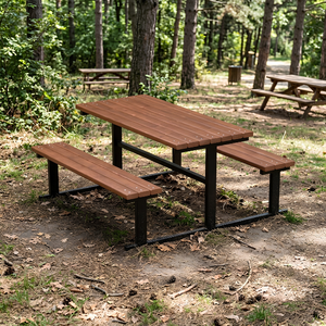 Custom Commercial Park Picnic <b>Bench</b> Set Heavy Duty <b>Metal</b> Leg Wooden Outdoor Dining Picnic Table - Product Image 4