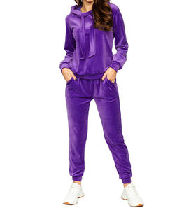 Conjunto Deportivo de Alta Calidad 100% Algodón, Sudadera con Capucha y Cremallera de Color Sólido y Pantalones Deportivos Acampanados, Logotipo Personalizado, Chándal para Mujer - Product Image 1