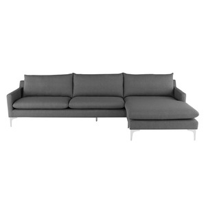 Sofá Esquinero en Forma de L de 280x86cm con Patas de Acero Inoxidable y Tapicería de Tela, Tres Plazas, Extensible, Relleno de Esponja SFL68021 - Product Image 4