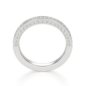 Bague de mariage demi-éternité à 3 rangées pour femme, coupe ronde, bague de fiançailles et d'anniversaire en moissanite, cadeau d'anniversaire parfait - Product Image 2