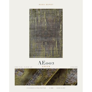 พรมวิสโคสและโพลีเอสเตอร์ขายส่ง รุ่น ATELIER AE002 สีเขียว ผลิตด้วยเครื่องจักรแบบตุรกี สำหรับห้องนั่งเล่น โครงการโรงแรม - Product Image 2