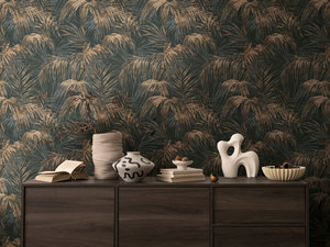 Papel Tapiz Floral Hecho en Alemania, Rollos Marrón Bronce, Estructura Textil de Vinilo No Tejido, Lavable, para Sala de Estar, Escuela, Hogar, Hotel - Product Image 1