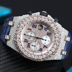 Stylish Customized Iced Hip Hop Lab Grown Diamond <b>Watch</b> <b>for</b> <b>Men</b> VVS Clarity Stainless Steel Jewelry Rubber Band Analog Glass - Product Image 2
