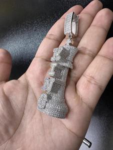 Pendentifs de luxe en or blanc 925 en argent sterling, sertis de diamants en moissanite VVS, style hip-hop, cadeau pour homme - Product Image 2