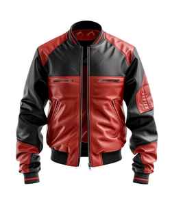 OEM Design personnalisé pour hommes Veste motard rouge en cuir véritable Veste de moto en peau de mouton pour hommes - Product Image 1