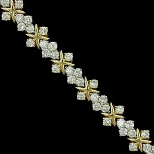 Bracelet Tennis Femme Plaqué Or Jaune 14K 4 Ct Taille Ronde Diamant Simulé Moissanite Bracelets Elégants pour Femme - Product Image 2