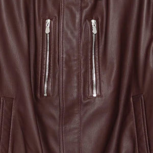 Veste en cuir pour hommes automne hiver à capuche coupe-vent fermeture à glissière avant en cuir PU personnalisable vente en gros de style High Street - Product Image 3