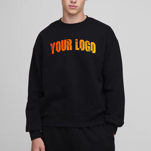 Vente chaude 100% coton 500 GSM col rond manches raglan grande taille sweat brodé coupe ample respirant Hip Hop pour hommes - Product Image 6