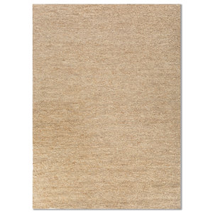 พรมปูพื้นสีเบจและสีน้ำตาลทำมือจากเส้นใยปอกระเจาและป่าน รุ่น Nomadic Threads ลายทอเรียบ PKJT-108 สำหรับตกแต่งห้องนั่งเล่นในบ้าน - Product Image 1