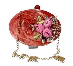 Bolso de mano de mujer pequeño étnico hecho a mano accesorio de boda de moda con logotipo personalizado hecho a mano con Rosa de amor - Product Image 1