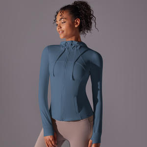 Chaquetas Deportivas Ajustadas para Mujer, Chaqueta de Yoga Delgada con Cremallera Completa y Manga Larga, Chaquetas Atléticas con Bolsillos con Cremallera - Product Image 2