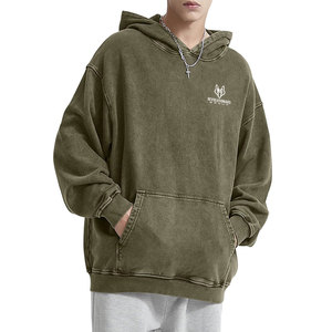 Sudadera con capucha de mezcla de algodón para hombre con aspecto vintage desgastado y diseño de efecto lavado de ajuste relajado para invierno - Product Image 1