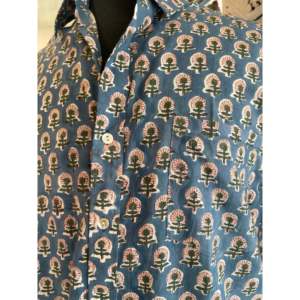 Camisa Casual y de Etiqueta para Hombre, 100% Algodón, Estampada a Mano, Tela Popelina, Transpirable, Corte Ajustado, Talla XL, Color Verde Azulado - Product Image 2