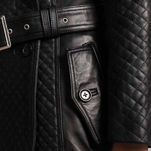 เสื้อโค้ทหนังยาวสำหรับผู้หญิงสีดำอบอุ่นมีสไตล์สำหรับฤดูหนาว - Product Image 5