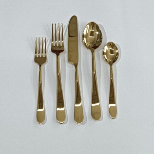 Cubiertos de boda de Hotel de restaurante de alta calidad, cubiertos gruesos con mango coreano completo, diseño real, cubiertos elegantes de acero inoxidable chapados en oro - Product Image 6