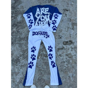 Double Layer Long Sleeve Boxy Fit Men Oversized T Shirt With <b>Trouser</b> Custom Screen Printed Men 220 Gsm Cotton T Shirt - Product Image 6