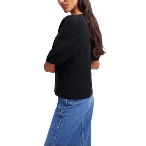 Camiseta informal personalizada para mujer con manga corta abullonada sólida transpirable 100% algodón en colores personalizados para la temporada de primavera - Product Image 3