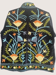 Chaqueta de Estilo Chino con Bordado Floral, Ecológica, Bohemia, Mezcla de Lana, Cuello Redondo, Manga Larga, Talla Grande, Informal de Invierno para Mujer - Product Image 4