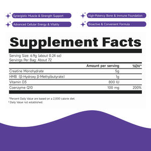 Poudre de créatine monohydrate certifiée HACCP, NSF, ISO, GMP pour adultes, solutions de marque privée et de personnalisation - Product Image 2