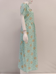 ชุดนอนเรยอนลายดอกไม้แบบใหม่สำหรับทุกวัน, ชุดนอนลำลองแขนสั้นยาวถึงเข่ามีซิปด้านหน้า - Product Image 4