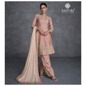 Último diseñador Fab Zone Organza seda bordado secuencia trabajo Salwar traje Georgette tela - Product Image 4