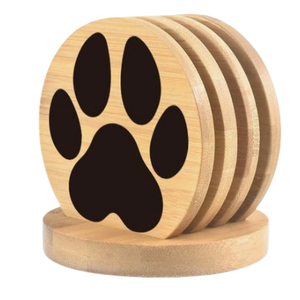 Sous-verres décoratifs de nouveau style Porte-gobelet en bois arrondi en noyer Produits d'usine Dessous de verre en bois avec empreinte de patte - Product Image 1