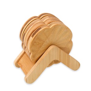 Ensemble de sous-verres en bois en forme de fleur de 4 pièces avec support en bois assorti Qualité fabuleuse à prix raisonnable - Product Image 6