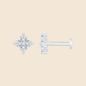 Pendientes de Diamantes Redondos Cultivados en Laboratorio de 0.09 Quilates, Cuatro Piedras Redondas, Color F-VS, en Oro Sólido de 14K, Producto Más Vendido - Product Image 2
