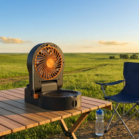 Ventilateur de camping rechargeable 2026 avec lumière FM LED, génération d'énergie manuelle, chargement USB 10000 mAh pour la maison et l'extérieur