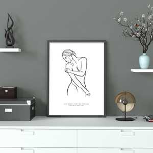 Marco de madera negro para la impresión de arte lineal de Madeleine de la serie Love Yourself - Product Image 1