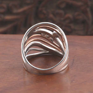 แหวนเงิน925สองโทนสีเทอร์ควอยซ์อินเทรนด์แหวนตั้งค่ากรอบแฟนซี - Product Image 4