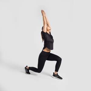 Leggings de sport décontractés et dynamiques taille XL noirs à taille haute mi-haute en tissu tricoté sans couture avec latex, nylon et élasthanne - Product Image 3