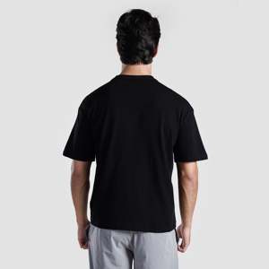 T-shirt de sport GA Prime 100% coton respirant en jersey noir uni 200 grammes pour l'entraînement, sérigraphie - Product Image 2
