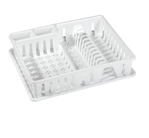 Escurridor de platos con bandeja, blanco (Plástico 1069) - Product Image 1