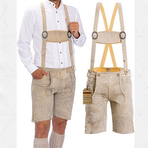 Pantalones cortos de cuero bordados Lederhosen Bavarian Trachten para hombre auténtico para traje de Oktoberfest - Product Image 3