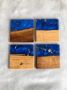 Lot de 4 sous-verres carrés en bois de résine en noyer fait à la main avec un design unique parfait pour la maison café thé vin cadeaux salle à manger décor - Product Image 2