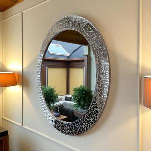 Modern Industrial Design Handmade Eco-Friendly Glass Shaped <b>Mosaic</b> Wall <b>Mirror</b> Blue Stone Sea Shell for Home Decoration Wedding - Product Image 1