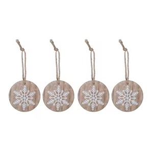 Ornements en bois de mangue suspendus de couleur naturelle en forme de papillon pour la décoration de Noël - Product Image 2