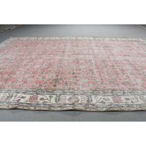 Alfombra de 6,5x10 pies, Alfombra Turca Vintage, Alfombra Ikat Roja y Gris - Product Image 3