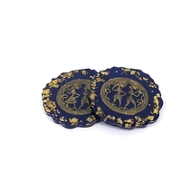 Sous-verres octogonaux en laiton et résine de 4 pouces, dorés translucides, design tribal artisanal indien, pour la décoration de table