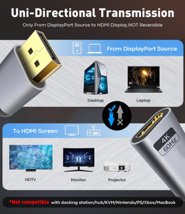 Adaptateur SYONG DisplayPort vers HDMI, 4K60Hz DP 1.2 Ordinateur vers HDMI 2.0 Écran, Adaptateur DisplayPort vers HDMI Mâle vers Femelle - Product Image 5