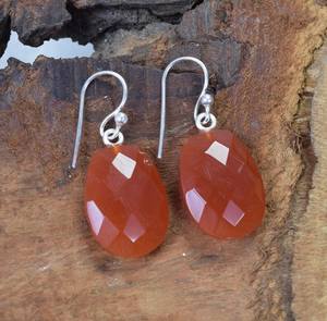 Boucles d'oreilles pendantes artisanales en argent sterling plaqué or avec cornaline rouge, bijoux de pierre de naissance d'août, élégant cadeau de fête pour femme - Product Image 5