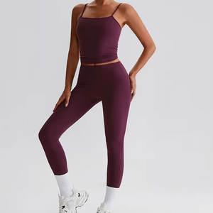 Ensemble de vêtements de sport 2 pièces personnalisés pour femmes, hauts sans manches de sport, leggings de yoga, ensembles d'entraînement de fitness pour femmes - Product Image 5