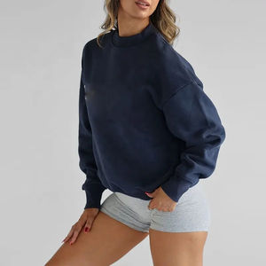 Sweat-shirt oversize tendance en maille d'hiver, manches chauve-souris, logo sur le devant, mélange de coton de haute qualité, service de conception personnalisée - Product Image 4