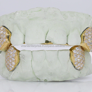 Rejilla Dental Personalizada de 8 Piezas, Superior e Inferior, con Moissanita Redonda Brillante, Claridad VVS, Unisex, Plata de Ley 925, Estilo Halloween - Product Image 3