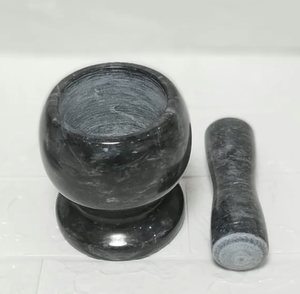 Mortai e pestello in pietra naturale con pressa per aglio in silicone e pelapatate per schiacciare, macinare e tritare - Product Image 5