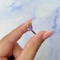 Bague de fiançailles vintage islamique en argent 925 plaqué rhodium avec améthyste naturelle taille ovale et sertissage à griffes, certifiée par un tiers