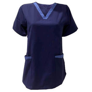 Traje de enfermera de satén personalizado de alta calidad, diseño de cuello en V para médicos, enfermeras, uniformes médicos de Hospital para mujeres y hombres, MOQ - Product Image 2