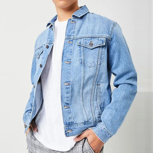 Veste en jean de couleur unie XL pour hommes, vêtements de travail confortables et décontractés en toile teintée avec grande poche pour le printemps et l'hiver - Product Image 1