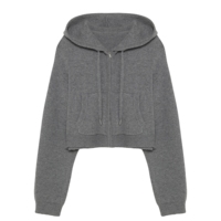 Veste pull douce à manches longues pour femme, tricotée jacquard, délavée à l'acide, avec broderie 3D, fermeture éclair et badge sur le devant, à capuche, éco-responsable et décontractée